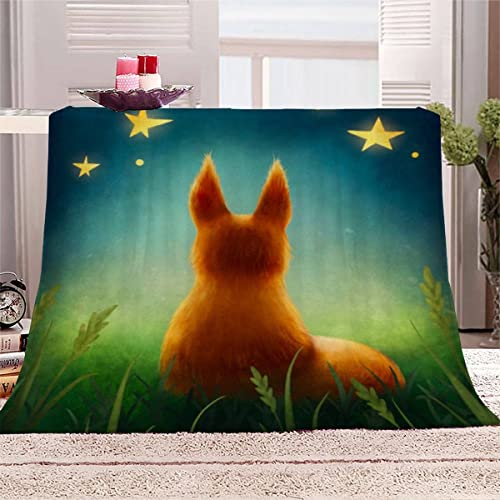 Kuscheldecke Flanell Fuchs Wohndecke Mikrofaser Flauschige Decke 130×150 cm Cartoon Kleiner Prinz Kinder Fleecedecke Personalisierte Super Weiche Warm Kinderdecke Sofadecke TV-Decke von HIZOKU