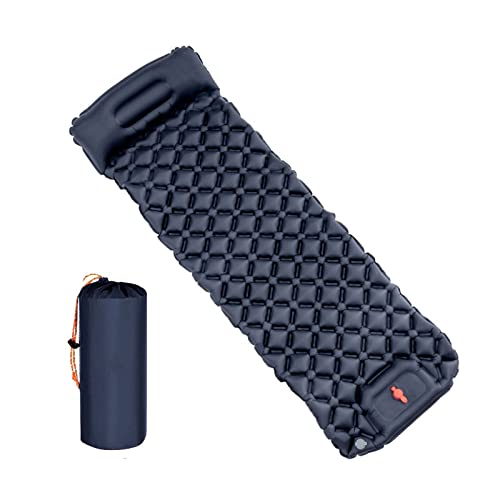 HJBFVXV Stranddecken Outdoor Camping Sleeping Pad Inflatable Mattress with Pillows Ultralight Air Mat Built-in Inflator Pump Travel Hiking(Color:Black) von HJBFVXV