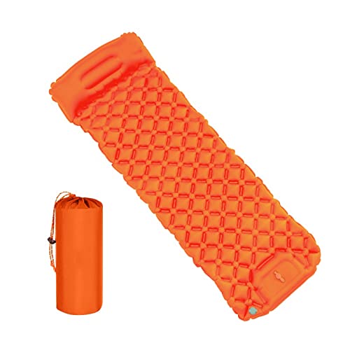 HJBFVXV Stranddecken Outdoor Camping Sleeping Pad Inflatable Mattress with Pillows Ultralight Air Mat Built-in Inflator Pump Travel Hiking(Color:Orange) von HJBFVXV