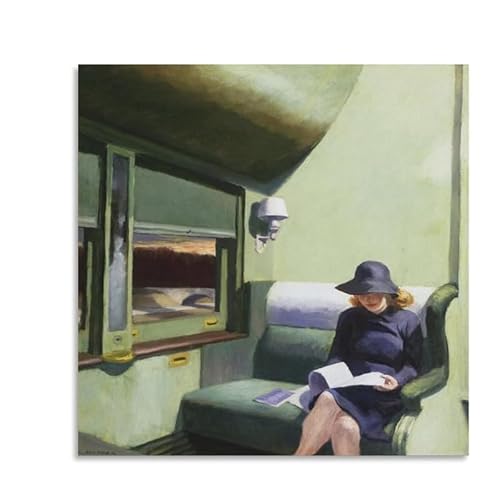 HJIJOAQ Edward Hopper Poster《 Frau im Fach Auto 》Wandkunst und Drucke Edward Hopper Leinwandgemälde für zu Hause Wanddekoration Bild 20x20cm Kein Rahmen von HJIJOAQ