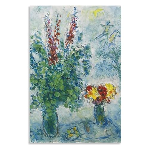 HJIJOAQ Marc Chagall Ausstellung Wandkunst Blumen Leinwand Malerei Marc Chagall Figur Poster und Drucke Kunst für Wohnkultur Bild 40x50cm Kein Rahmen von HJIJOAQ