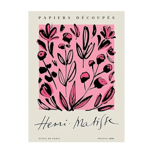 HJIJOAQ Matisse Drucke Henri Matisse Poster Retro Rosa Blumen Leinwand Gemälde Moderne Wandkunst Henri für Wohnzimmer Dekor Bild 50x70cm Kein Rahmen von HJIJOAQ
