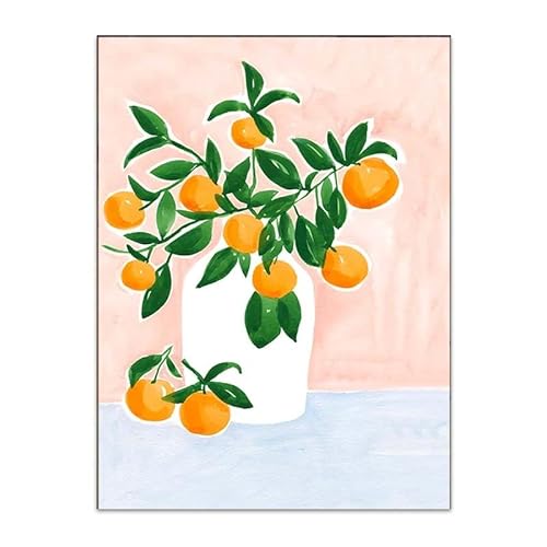HJIJOAQ Vase Orange Posters Fruit Wall Art and Prints Abstract Canvas Painting Nordic Posters for Living Room Decor Pictures 20×30cm No Frame von HJIJOAQ