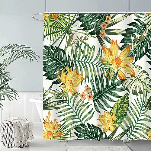 Duschvorhang Gelb Orange Grün Shower Curtains Verdickung Polyester Duschvorhänge Antischimmel Shower Curtain Wasserdicht Duschvorhang Badewanne Edelstahl Ösen 120x180cm von HJOSWVNS