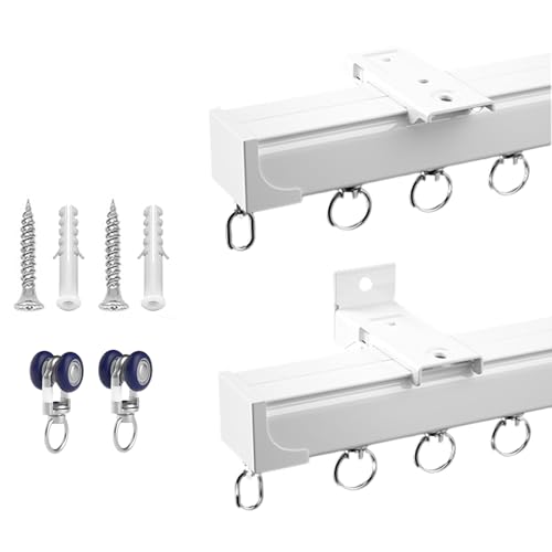 Dusch Vorhangschienen Gardinenschiene Robuste Aluminium-Deckenschiene, Für Wohnzimmer Krankenhaus Raumteiler Gardinen Schienensystem，Gerade Schiene Vorhangschiene 0.5-6m (Color : White, Size : 5m(16 von HJXGQJM