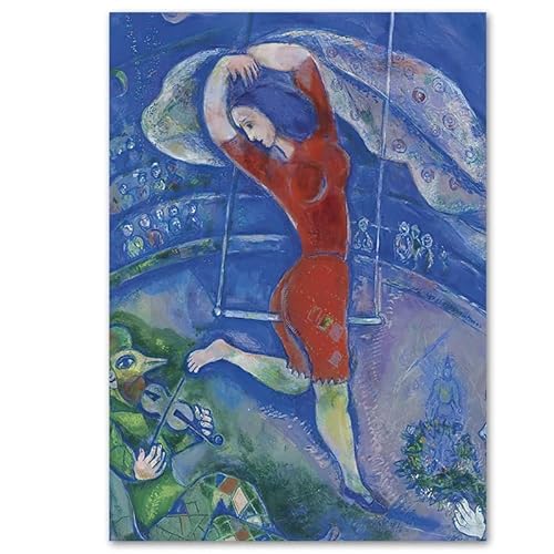 HKAHF AJWUQ Marc Chagall Poster 《Blaue Liebe》Wandkunst Abstrakter Kubismus Leinwand Gemälde Surrealismus Marc Chagall Drucke für Wohnkultur Bild 20x30cmx1 Kein Rahmen von HKAHF AJWUQ