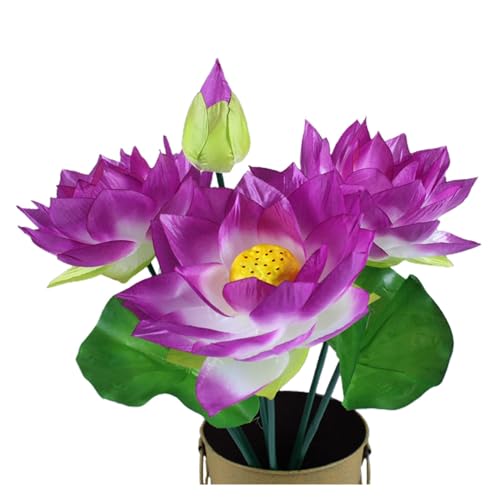 HKYBCF Künstliche Seerose 1pc Künstliche Blume Lotus Gefälschte Seide Blume for Hochzeit Zeremonie Dekor Hause Garten Bouquet Dekor (Color : Purple) von HKYBCF