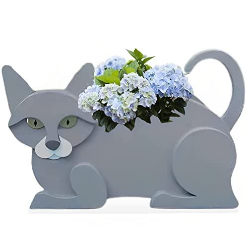 HLASMSPE British Shorthair Katze Pflanztopf, Blumentopf für Gartendekoration, kleine Kätzchen, Geschenke für Frauen, Katzenform, Pflanzenbehälter, Halter Katze, 34x24cm von HLASMSPE