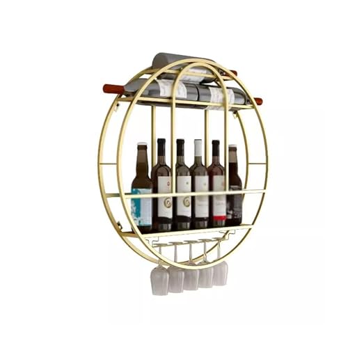 HLHLOP777 Tisch-Weinregale Rundes Weinregal Wandmontiertes Weinregal Wohnzimmerregale Home Display Rack Dekoratives Rack Bar Weinglashalter Freistehende Weinregale(Gold,80 * 80 * 11) von HLHLOP777