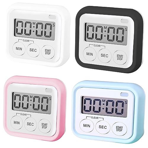 HLJS Digitaler Küchentimer Magnetisch Eieruhr Timer Digital Küchenuhr Stoppuhr Countdown Count up, digitaler Küchentimer zum Kochen, magnetische Stoppuhr, Timer mit lautem Wecker, Eieruhr (A+B+C+D) von HLJS