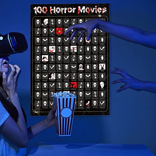 Film Scratch Off Poster 100 Horror Movies Bucket List Filme Rubbel Poster Mit Scratching Tool Zum Couple Geschenke Horrorfilm (A) von HLJS