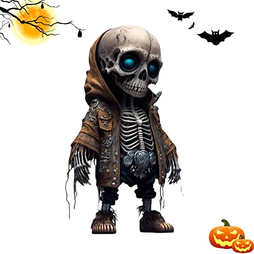 Skelett Skulpturen Coole Skelett Figuren Gothic Deko, Mini Harz Skelettfiguren Gothic Heimdekoration, Exquisite Totenkopf Statue Halloween Dekoration Ornamente Geschenke für Freunde (D) von HLJS