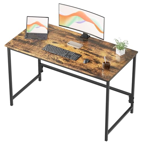 HLONONE Schreibtisch, Computertisch Kleiner Tisch, 100 x 55 x 74cm PC Tisch, Bürotisch für Büro, Arbeitszimmer, Schlafzimmer, Metallgestell, Moderner Einfacher,Vintagebraun von HLONONE