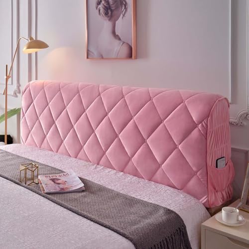 HLTQL Bett Kopfteil Bezug 200cm、Bedside Cover、Hussen FüR Bett Kopfteil、Dustproof Protective Cover for Padded Bedroom Headboard, Velvet Fabric(#pink,1.9M) von HLTQL