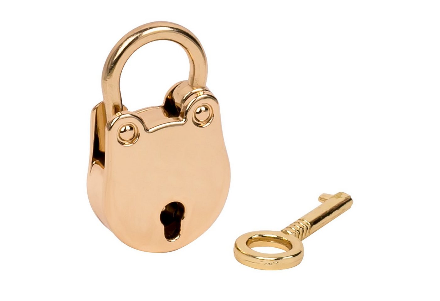 HMF Vorhängeschloss 6490, Mini Deko Schloss mit Schlüssel, 3,8 x 2,5 x 1 cm, Gold von HMF
