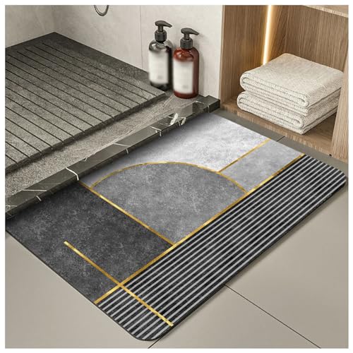 Saugfähige Bodenmatte aus Kieselalgenschlamm für Badezimmer und Küche, rutschfeste schnelltrocknende Fußmatte für den Innenbereich wasser- und ölabsorbierende Matten für Vorder(M,45*70cm/18*28in) von HMGAQNP