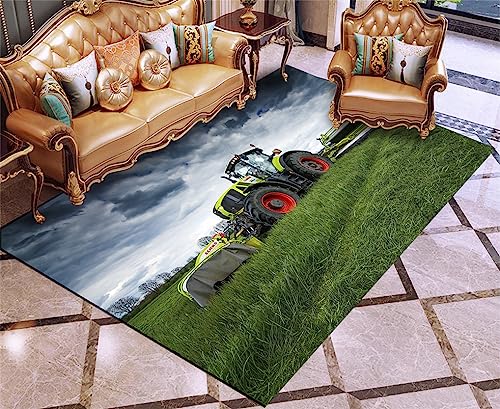 HNHDDZ Modern Wohnzimmer Quadratisch Teppiche 3D Traktor Muster Für Kinder Jungen Jugendliche Zimmer Schlafzimmer rutschfest Waschbar (Stil 1, 120x160 cm) von HNHDDZ