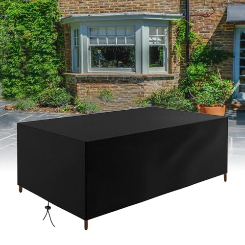 HNKDKJ-Abdeckung für Gartenmöbel Wasserdicht Gartentisch Abdeckung Gartenmöbel 105x60x60cm(LxWxH) 420D Oxford Abdeckplane für Gartentische Winterfest Terrassenmöbel Schutzhülle-Schwarz von HNKDKJ