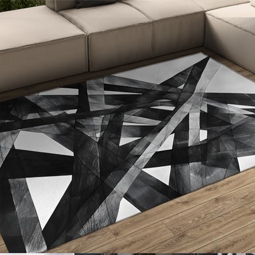 HOBBOY Moderne geometrische Kunst Teppiche Einzigartiges Design Boden Teppich für Wohnzimmer Schlafzimmer Büro niedrigfloriger Bereich Teppich Fußmatte Außeneingang 140 x 200 cm von HOBBOY