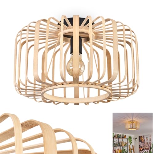 Deckenleuchte Oravi, Deckenlampe aus Metall in Schwarz, mit Bambus/Holz Schirm, Ø 40 cm, 1-flammig, E27-Fassung, Moderne Leuchte mit Lichtspiel, ohne Leuchtmittel Deckenleuchte Oravi, Deckenlampe aus Metall in Schwarz, mit Bambus/Holz Schirm, Ø 40 cm, 1-flammig, E27-Fassung, Moderne Leuchte mit Lichtspiel, ohne Leuchtmittel von HOFSTEIN
