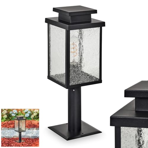 HOFSTEIN Sockelleuchte Tieva, Außenwegeleuchte aus Metall/Glas in Schwarz/Klar/Lufblasenoptik, Wegelampe im Vintage/Retro-Design für Garten, Außenbereich, Hof, Wegebeleuchtung Höhe 47 cm, E27, IP44 HOFSTEIN Sockelleuchte Tieva, Außenwegeleuchte aus Metall/Glas in Schwarz/Klar/Lufblasenoptik, Wegelampe im Vintage/Retro-Design für Garten, Außenbereich, Hof, Wegebeleuchtung Höhe 47 cm, E27, IP44 von HOFSTEIN