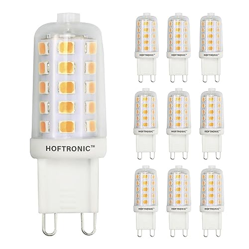 HOFTRONIC 10x G9 LED Leuchtmittel - 3 Watt 300 Lumen - 2700K Warmweiß - 230V - Ersetzt 30 Watt - T4 Halogen - G9 LED Glühbirnen - G9 Fassung leuchten von HOFTRONIC