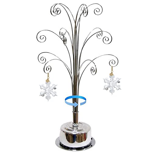 HOHIYA Für Swarovski Christmas Ornaments 2023 16,75 Zoll Ornament Display Baum Ständer Metall Drehbarer Halter Aufhänger Haken Hängender Draht Kristall Schneeflocke Ball Geschenk Chrom von HOHIYA