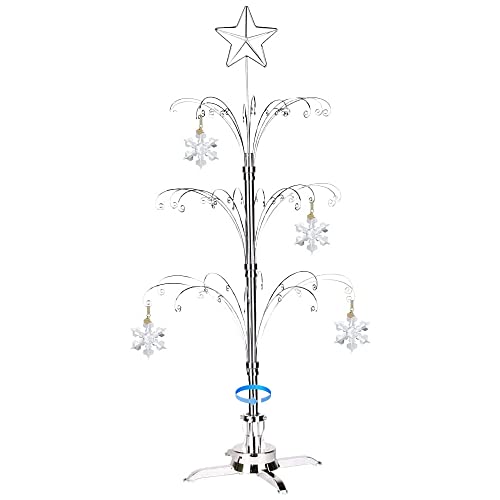 HOHIYA Metall Weihnachten Ornament Display Baum drehbarer Ständer 119,4 cm (Silber) von HOHIYA