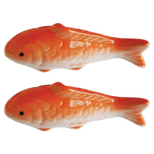 HOLIDYOYO Schwimmender Fisch aus Keramik 2 Stück Schwimmende Koi-Fische Realistische Künstliche Fische Teehaustier-Dekoration Künstliche Goldfische Desktop-Ornamente für Feengarten Teich von HOLIDYOYO