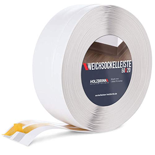 HOLZBRINK Weichsockelleiste selbstklebend PVC 50x20mm, 25 m | Winkelleiste für Küchenarbeitsplatte, Bodenbelag | Eckleiste selbstklebend | Farbe: Weiß HOLZBRINK Weichsockelleiste selbstklebend PVC 50x20mm, 25 m | Winkelleiste für Küchenarbeitsplatte, Bodenbelag | Eckleiste selbstklebend | Farbe: Weiß von HOLZBRINK