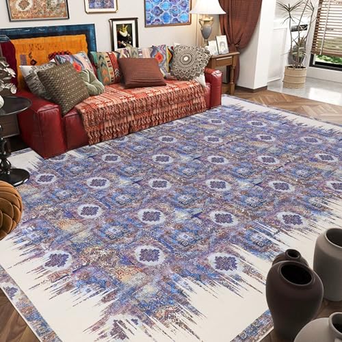 HOMBYS Teppich im marokkanischen Stil für Wohnzimmer, Schlafzimmer, großer Boho-Teppich für Innenbereich, Büro, Esszimmer, geometrisch, zeitgenössisch, Heimdekoration, lila, maschinenwaschbar, 2,4 x 3 von HOMBYS