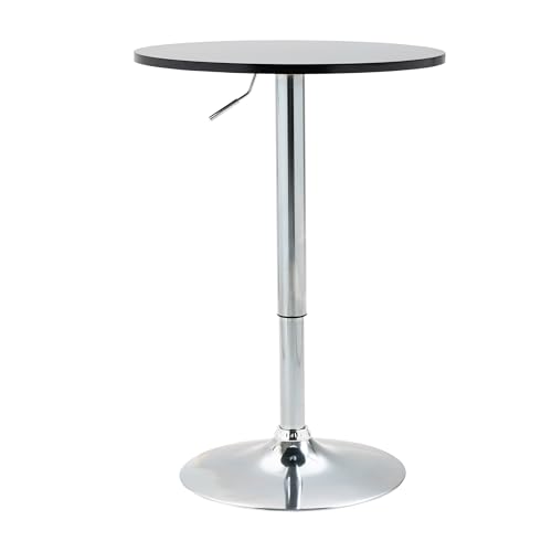 HOMCOM Bartisch Drehtisch rund Esstisch 360° höhenverstellbarer Küchentisch modern Stehtisch Bistrotisch Stahl Schwarz Ø61 x 70-90 cm von HOMCOM