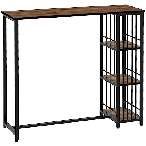 HOMCOM Bartisch Stehtisch Tresentisch mit 3 Ablageflächen Bartheke Küchentisch mit Holzoptik, Stahlgestell, für Esszimmer, Küche, Braun, 120 x 40 x 105 cm von HOMCOM