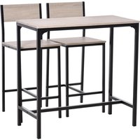 HOMCOM Bartisch mit 2 Stühlen  3-teiliges Tischset, Barstuhl, MDF, Natur, Schwarz, 89x45x87cm  Aosom.de von HOMCOM