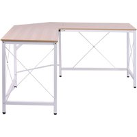 Homcom - Computertisch Schreibtisch L-Form Arbeitstisch Bürotisch Eckschreibtisch Winkelschreibtisch mdf Natur 150 x 150 x 76 cm - Natur + Weiß von HOMCOM