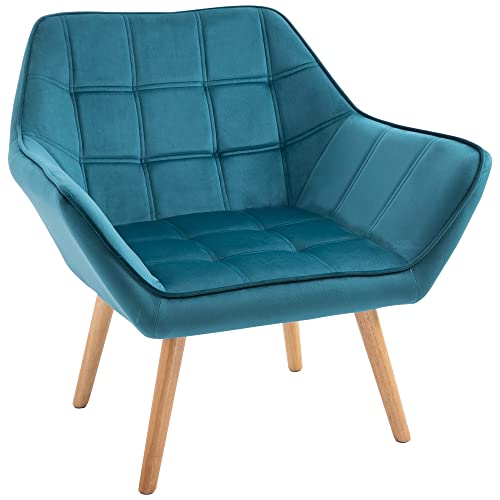 HOMCOM Einzelsessel Ohrensessel Relaxsessel Sessel mit Samt erhöhte Beine samtartiges Polyester skandinavisch Grün 64 x 62 x 72,5 cm von HOMCOM