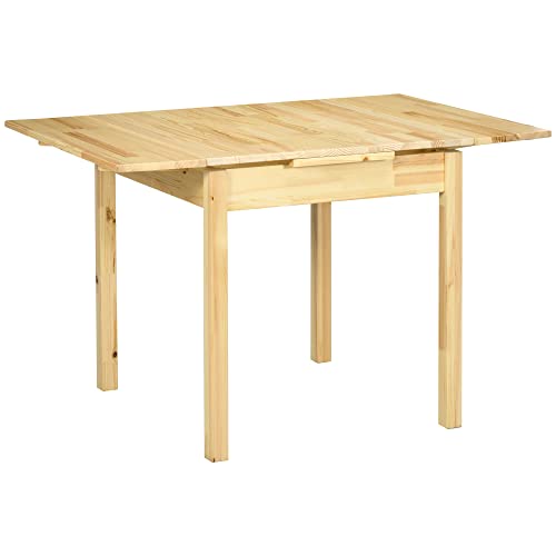 HOMCOM Esstisch, Klapptisch, Esszimmertisch für 2-4 Personen, erweiterbarer Küchentisch, Holztisch für Esszimmer, Küche, Natur, 73,5-120 x 80 x 75 cm von HOMCOM