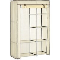 HOMCOM Kleiderschrank Stoffschrank, 2 Kleiderstangen, 6 Fächer, Creme, Faltbare Garderobe für Schlafzimmer & Flur  Aosom.de von HOMCOM