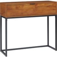 HOMCOM Konsolentisch mit Schublade, Sofatisch Flurtisch im Industriedesign, Beistelltisch für Eingang, Wohnzimmer, Flur, Stahl, Natur, 80 x 30 x 76 cm von HOMCOM