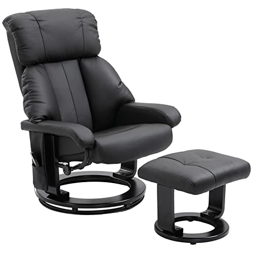 HOMCOM Massagesessel Fernsehsessel Relaxsessel mit Liegefunktion Sessel mit Hocker Massagefunktion samtartiges Polyester Schwarz 76 x 80 x 102 cm von HOMCOM