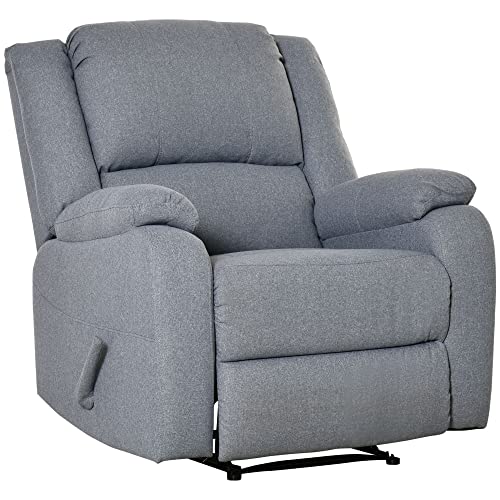 HOMCOM Relaxsessel, Ruhesessel mit Liegefunktion, Fernsehsessel mit Leinenoptik, Liegesessel bis 150 kg Belastbar, für Wohnzimmer, Stahl, Hellgrau 90 x 96 x 98 cm von HOMCOM