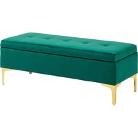 HOMCOM Sitzbank mit Stauraum, Polsterbank mit Samtoptik, Metallbeine, Bettbank für Wohnzimmer, Schlafzimmer, Flur, 120 x 44 x 44,5 cm, Grün von HOMCOM