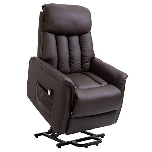 HOMCOM elektrischer Aufstehsessel Fernsehsessel Sessel mit Aufstehhilfe relaxsessel mit Liegefunktion Kunstleder Braun, 80 x 94 x 104 cm von HOMCOM