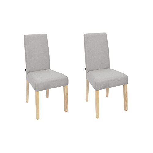 HOME DECO FACTORY HD7292 Home Deco Factory-HD7292-Set mit 2 Stühlen Lena, Mobilier Sitzgelegenheit, Kautschukholz, Hellgrau aus Holz, 47x99.5x58cm von HOME DECO FACTORY