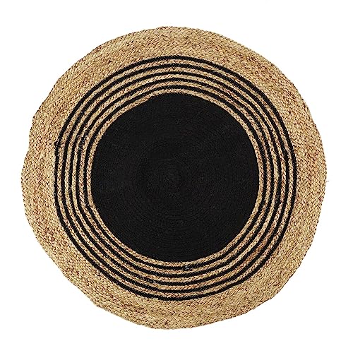 HOME DECO FACTORY Teppich, rund, Jute, Baumwolle, 90 cm, Schwarz von HOME DECO FACTORY