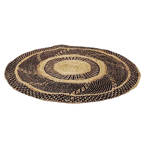 HOME DECO FACTORY Teppich, rund, Jute, Bedruckt, 90 cm, Schwarz von HOME DECO FACTORY