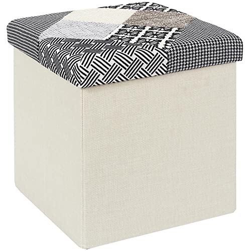 Home Deco HD7491 Sitzsack für Patchwork, Sitzbank, faltbar, für Wohnzimmer, Schlafzimmer, Esszimmer, Grau, Weiß, Schwarz, Beige, 38 x 38 cm von HOME DECO FACTORY