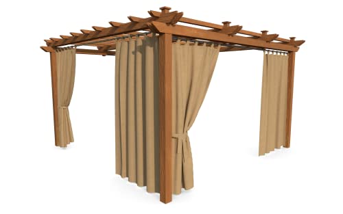 HOME DEKO Terrassenvorhang, Wasserdichter Gartenvorhang für Terrasse, Balkon, Pergola & Pavillon, Schlaufen mit Klettverschluss, Schutz vor Sonne, Regen & Wind, Beige, 200 x 155 cm, 2 Stück von HOME DEKO