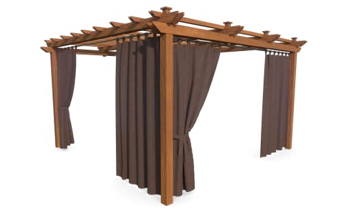 HOME DEKO Terrassenvorhang, Wasserdichter Gartenvorhang für Terrasse, Balkon, Pergola & Pavillon, Schlaufen mit Klettverschluss, Schutz vor Sonne, Regen & Wind, Braun, 200 x 155 cm, 2 Stück von HOME DEKO