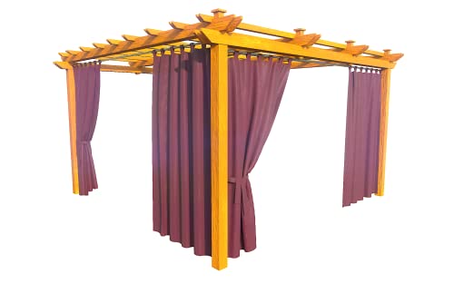 HOME DEKO Terrassenvorhang, Wasserdichter Gartenvorhang für Terrasse, Balkon, Pergola & Pavillon, Schlaufen mit Klettverschluss, Schutz vor Sonne, Regen & Wind, Dunkelrot, 200 x 155 cm, 2 Stück von HOME DEKO